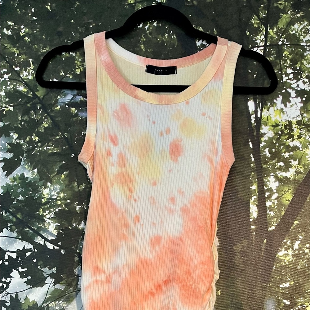 Saints Tie Dye Dress Scrunched on Sides